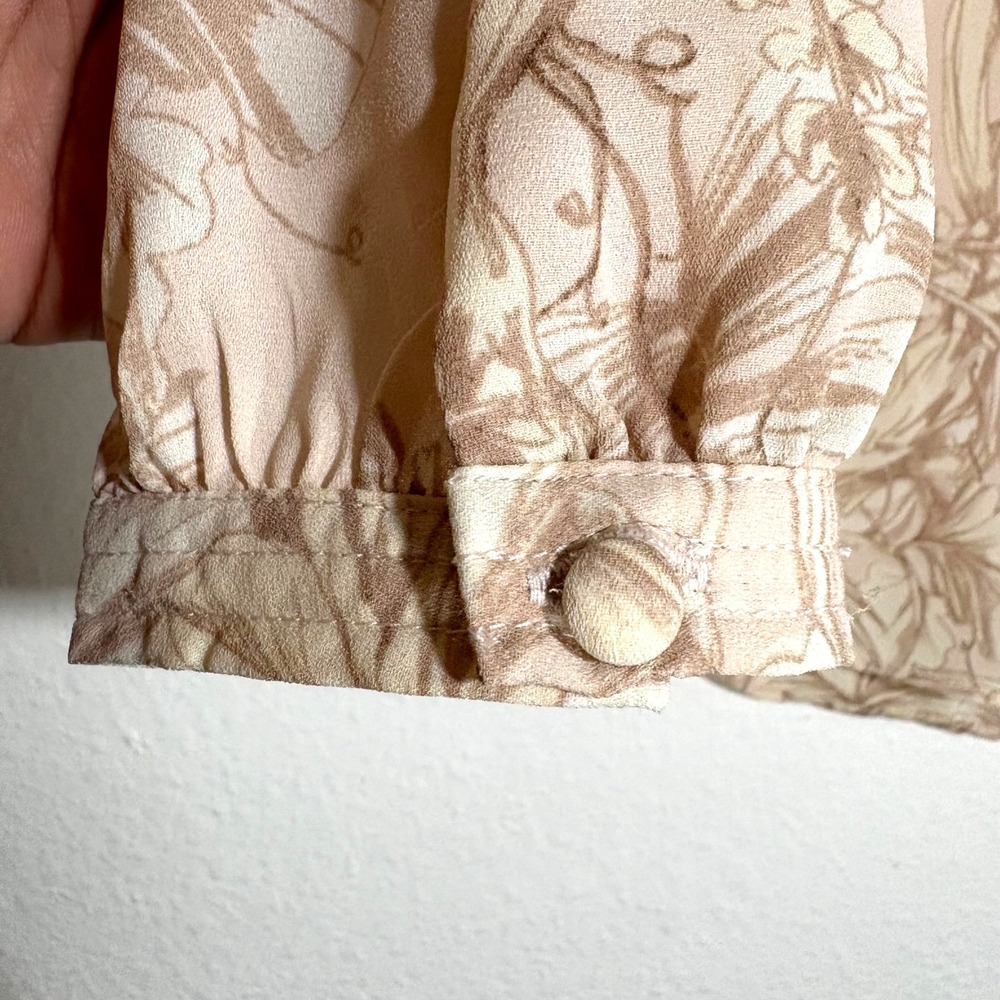 Cynthia Rowley S Botanical Print Button Front Sheer Blouse Womens - Picture 6 of 13